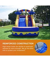 JumpOrange Commercial Grade Inflatable 14' Dolphin Splash Xtreme Party Water Slide, 100% Pvc Vinyl With Air Blower