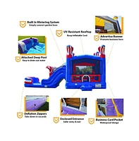 JumpOrange American Boxing Commercial Grade Bounce House Water Slide with Pool for Kids and Adults (with Blower), Basketball Hoop, Wet Dry Combo, Outd