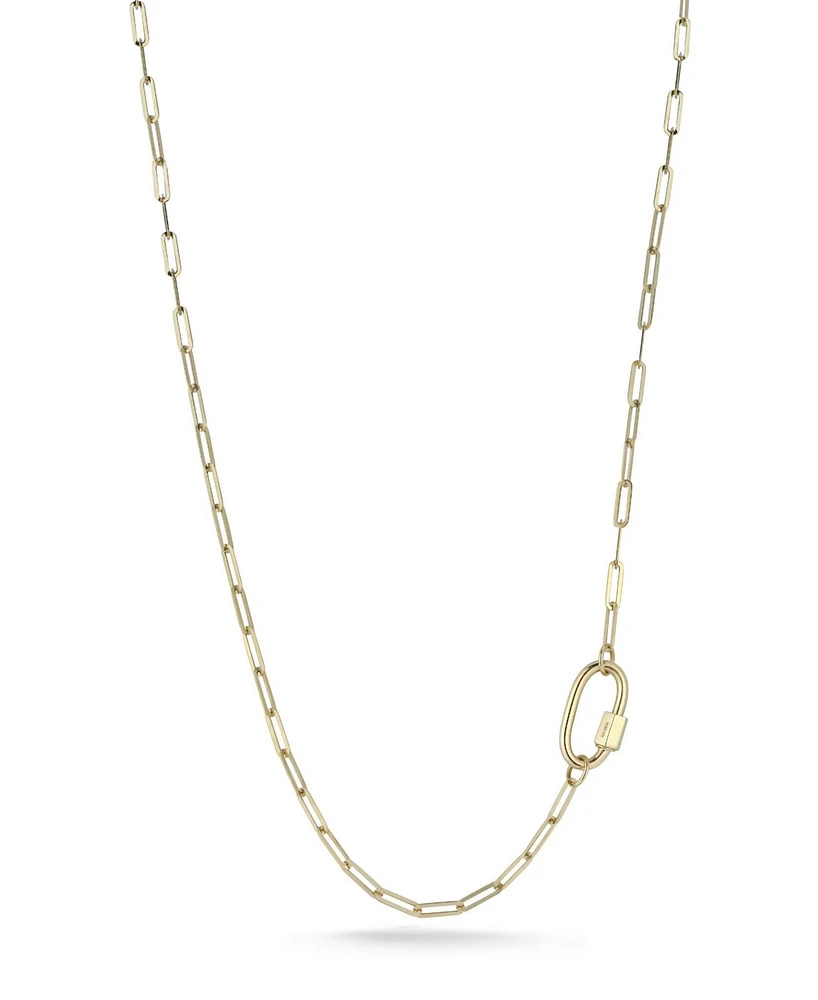 Rachel Zoe Fine Jewelry 14K Gold Paperclip Chain Necklace with Carabiner