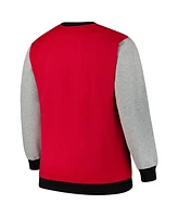 Fanatics Men's Scarlet Ohio State Buckeyes Contrast Sleeve Large Chest Big Tall Pullover Sweatshirt