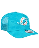 New Era Men's Aqua Miami Dolphins Adventure Camo Trucker 9SEVENTY Stretch-Snap Adjustable Hat