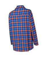 College Concepts Women's Blue/Orange New York Knicks Boyfriend Button-Up Nightshirt