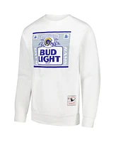 Mitchell & Ness x Bud Light Men's White Los Angeles Rams The Crest Pullover Sweatshirt