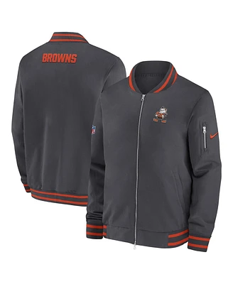 Nike Men's Anthracite Cleveland Browns Coach Full-Zip Bomber Jacket