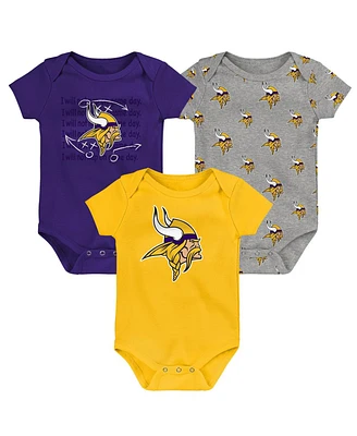 Outerstuff Baby Boys and Girls Minnesota Vikings Team Starter 3-Pack Bodysuit Set