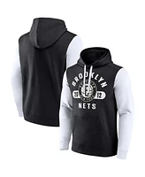 Fanatics Men's Black/White Brooklyn Nets Attack Colorblock Pullover Hoodie