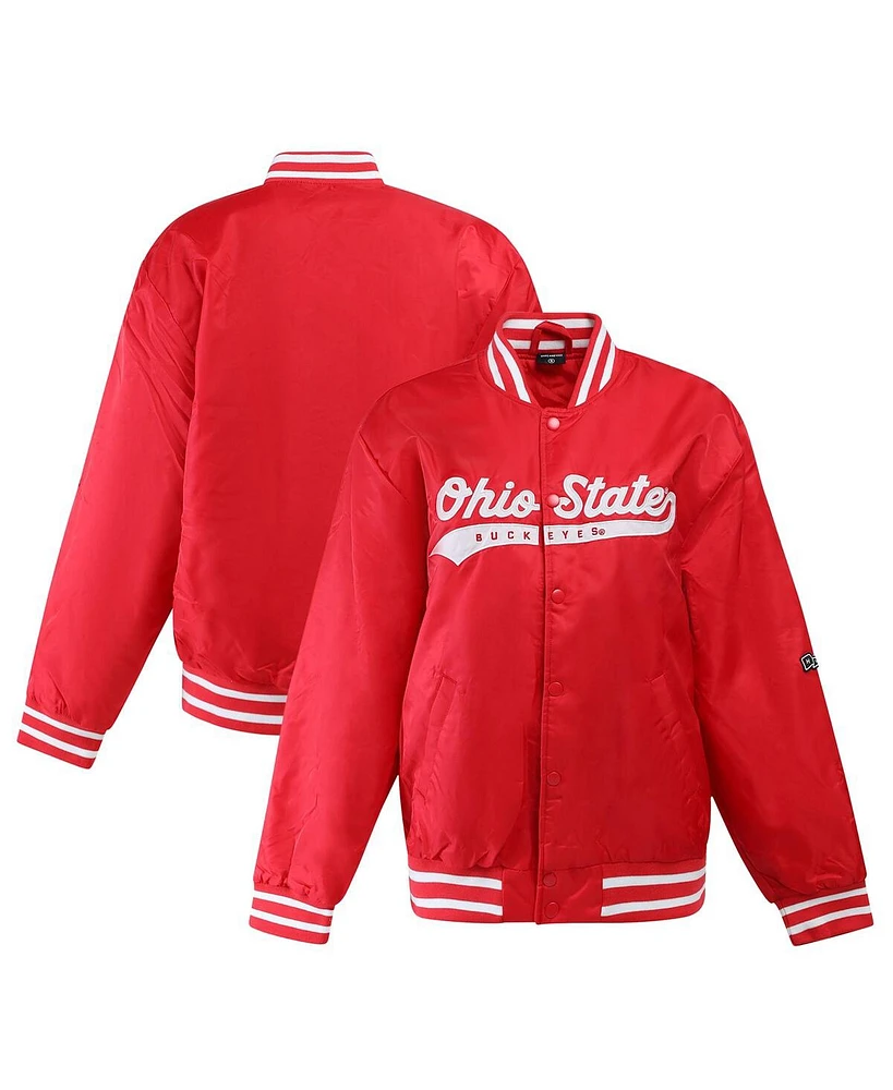 Hype And Vice Women's Scarlet Ohio State Buckeyes A-Game Varsity Full-Snap Jacket