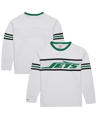 Mitchell & Ness Men's White New York Jets Throwback 1984 Pullover Sweater