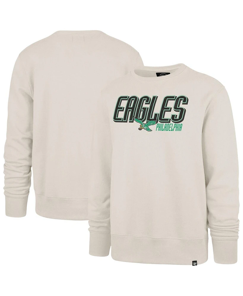 '47 Brand Men's Cream Philadelphia Eagles Locked Headline Pullover Sweatshirt