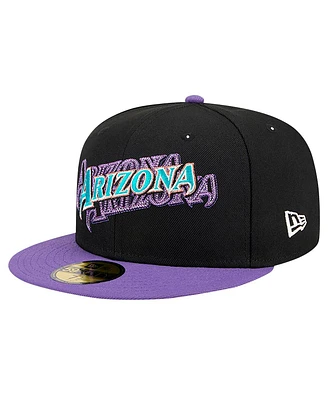 New Era Men's Black Arizona Diamondbacks Shadow Stitch 59FIFTY Fitted Hat