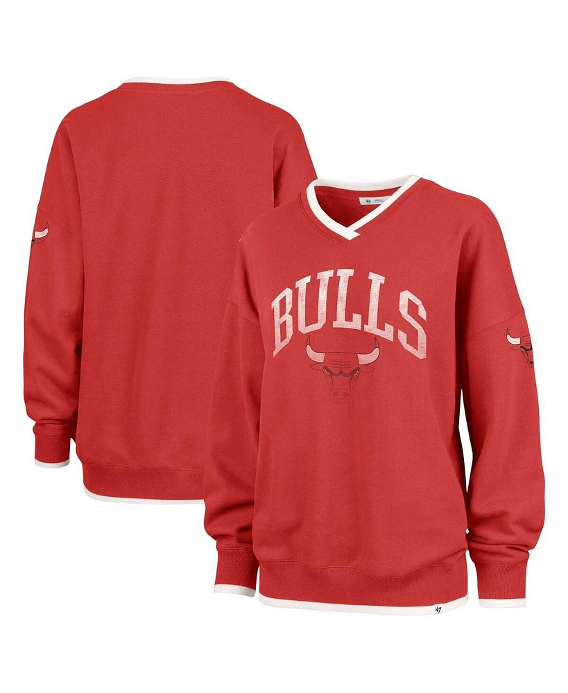 '47 Brand Women's Red Chicago Bulls Rise Wax Pack Daze '80s Oversize Pullover Sweatshirt