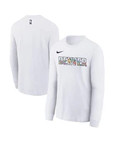 Nike Big Boys and Girls White Denver Nuggets 2024/25 City Edition Wordmark Performance Long Sleeve T-Shirt