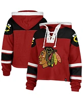 '47 Brand Women's Red Chicago Blackhawks Cropped Superior Lacer Pullover Hoodie