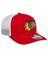 New Era Men's Red Chicago Blackhawks Core Trucker 9SEVENTY Stretch-Snap Hat