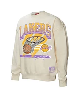 Mitchell & Ness Women's Cream Los Angeles Lakers Brush Bucket Pullover Sweatshirt