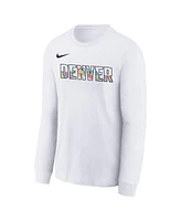 Nike Big Boys and Girls White Denver Nuggets 2024/25 City Edition Wordmark Performance Long Sleeve T-Shirt