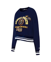 Pro Standard Women's Navy Denver Nuggets Area Code Cropped Pullover Sweatshirt