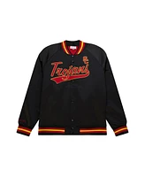 Mitchell & Ness Men's Black Usc Trojans Lightweight Satin Raglan Full-Snap Jacket