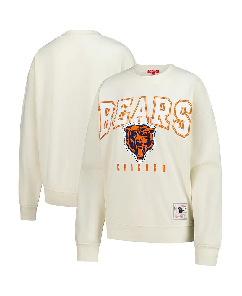 Mitchell & Ness Women's Cream Chicago Bears Fandom Fleece Pullover Sweatshirt