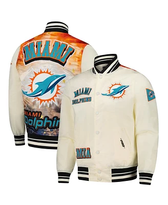 Pro Standard Men's Cream Miami Dolphins Sublimated Satin Full-Snap Jacket