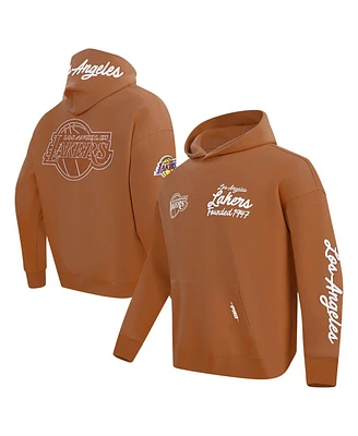 Pro Standard Men's Brown Los Angeles Lakers Paint the City Drop Shoulder Pullover Hoodie