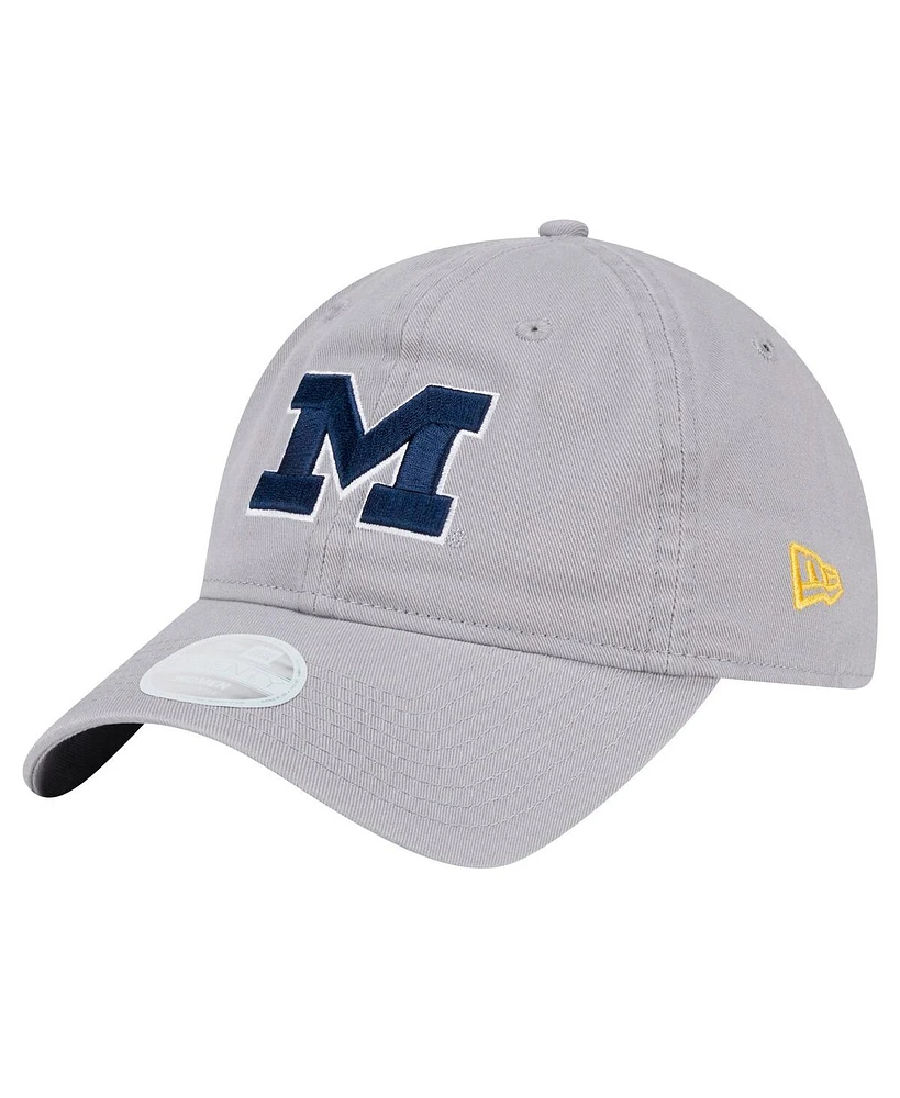 New Era Women's Gray Michigan Wolverines Logo 9TWENTY Adjustable Hat