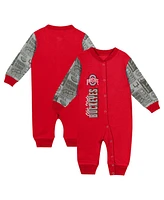 Outerstuff Baby Boys and Girls Scarlet Ohio State Buckeyes Playbook Colorblock Long Sleeve Coveralls