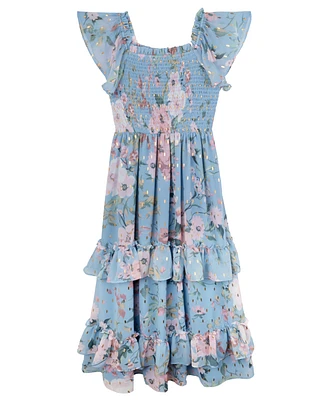 Rare Editions Big Girls Floral Chiffon Maxi Dress