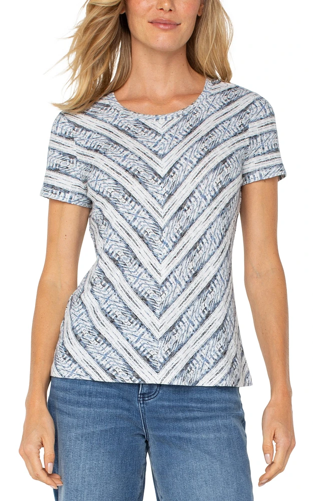 Liverpool Los Angeles Women's Short Sleeve Mitered Knit Top