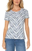 Liverpool Los Angeles Women's Short Sleeve Mitered Knit Top