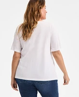 Style & Co Plus Eyelet-Yoke T-Shirt, Exclusively at Macy's