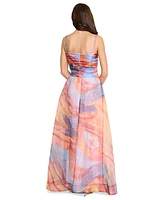 Tahari Women's Ruched-Bodice Sash-Waist Crossover-Skirt Dress