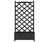 Planter with Trellis Black Solid Wood Fir