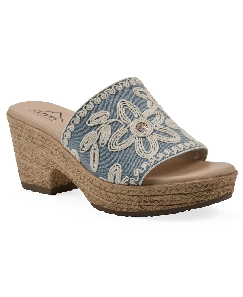 Cliffs by White Mountain Women's Biancia Wedge Slip-On Sandals