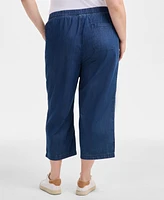 Style & Co Plus Chambray Pull-On Cropped Pants, Exclusively at Macy's