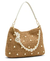 Betsey Johnson Straw Cultured Pearl Large Hobo Bag