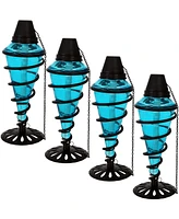 Swirling Metal/Glass Tabletop Torches - Set of - Blue, Red