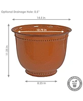Michael 14.5" Metal Outdoor Plant Pot Set with Drainage Holes and Rubber Plugs