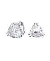 Bling Jewelry Triangle Shape Classic Large Statement 6CT Cz Solitaire Clip On Stud Earrings Rhodium Plated Brass Non Pierced 12MM