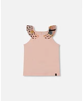 Deux par Toddler Girls Cotton Tank Top With Frill Pink And Black Butterfly - Toddler|Child