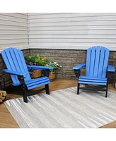 All-Weather Red/White Outdoor Adirondack Chairs with Drink Holders - Set of 2 Heavy Duty Hdpe Weatherproof Patio Chair