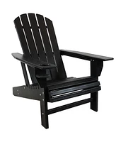 Adirondack Chair with Cup Holder - Outdoor All-Weather for the Fire Pit, Patio, Campsite, or Yard 300-Pound Capacity White