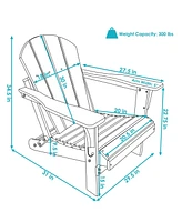 Folding All-Weather Adirondack Chair - For Patio or Yard - 300-Pound Capacity - 34.5-Inch - Set of 2 - Green