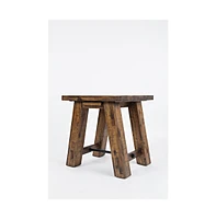 Cannon Valley Rustic Distressed Industrial Trestle End Table