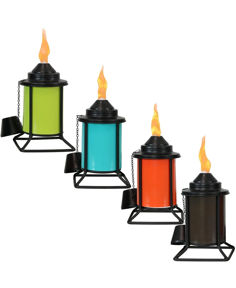 Outdoor Metal Patio Deck Poolside Lawn Tabletop Torch Set - Green, Blue, Orange
