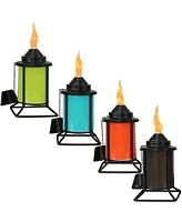 Outdoor Metal Patio Deck Poolside Lawn Tabletop Torch Set - Green, Blue, Orange
