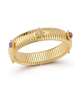 Rachel Zoe Gold Plated Bold Tubogas Bangle Bracelet with Faux Gemstones