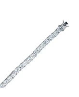 Sterling Silver White Gold Plated with 5mm Round Prong Set Cubic Zirconia Tennis Bracelet