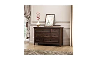 Solid Wood Spray-Painted Console Table – Auburn Buffet Server with Lockers and Drawers