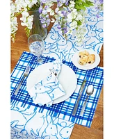 Blue Bunnies & Plaid Easter Spring Theme Kitchen Dishtowels, Set of 2